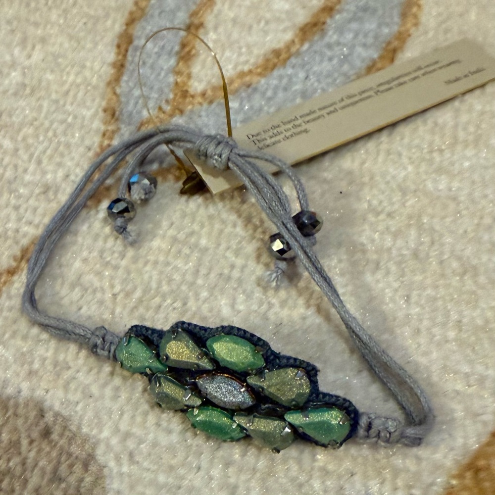 Deepa Gurnani Adjustable Green Beaded Bracelet